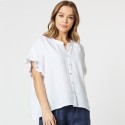 Clarity Frilled Sleeve Linen Top (#41053)
