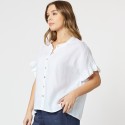Clarity Frilled Sleeve Linen Top (#41053)