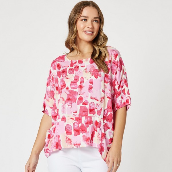Clarity Tuck Front Print Top (#41510)