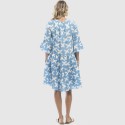 Escape by OQ 'Pure Linen' Print Frill Sleeve Dress (#7169)