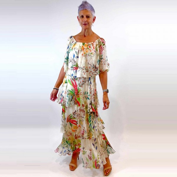 La Strada Off-Shoulder Silk Dress (#LSD23-355)