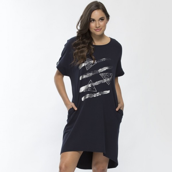 Threadz Foil Print Jersey Dress (#35386)