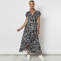 Threadz Zebra Print Wrap Dress (#41679)